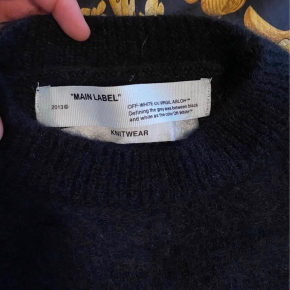 OFF WHITE MOHAIR DIAGONALS LS SWEATER SZ SMALL - Picture 2 of 7